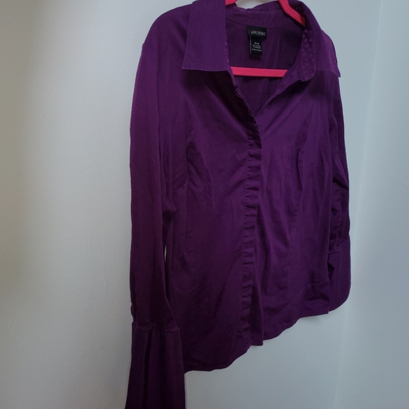 Lane Bryant Plum Purple Long Sleeve Blouse - Picture 2 of 6
